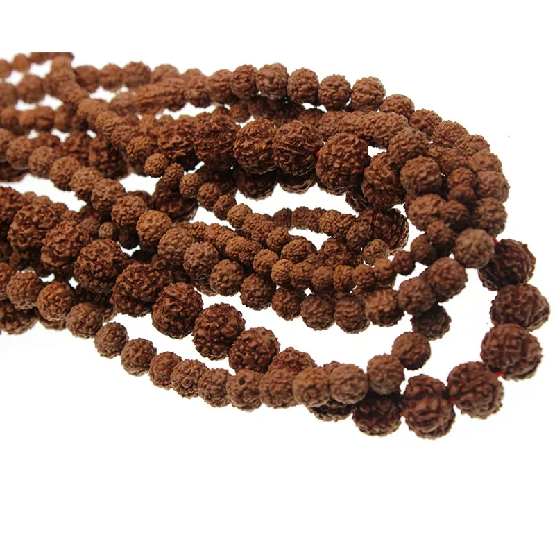 Natural Rudraksha Mala 108 Beads Wood Spacer Bead 6 8 10 12 mm Prayer Buddhist for Necklaces Jewelry Making Bracelet Accessories 3
