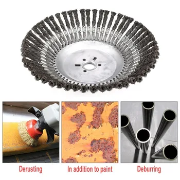 

1 Pcs Rotary Weed Brush High Carbon Steel Flat Wire Wheel Brush Bench Grinder Polish Trimmer Head Kit Garden Cleaning Tools