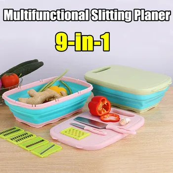 

9 In 1 Kitchen Vegetable Chopping Board Foldable Dish Rack Safety Cutting Board Set Multifunction Chopping Blocks Potato Grater