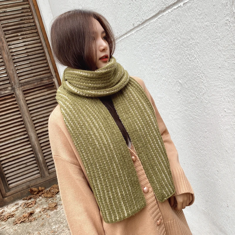 Women Winter Scarves And Wraps Knitting Wool Scarves Knitted Thicken Warm Cashmere Knitted Scarf For Women Pashmina Scarf