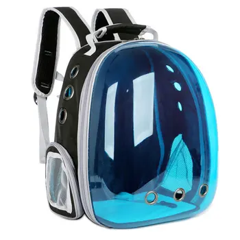 

Portable Pet Backpack With Side Door Transparent Double Shoulder Pet Bag For Travel Breathable Pet Handbag For Small Cat Dog
