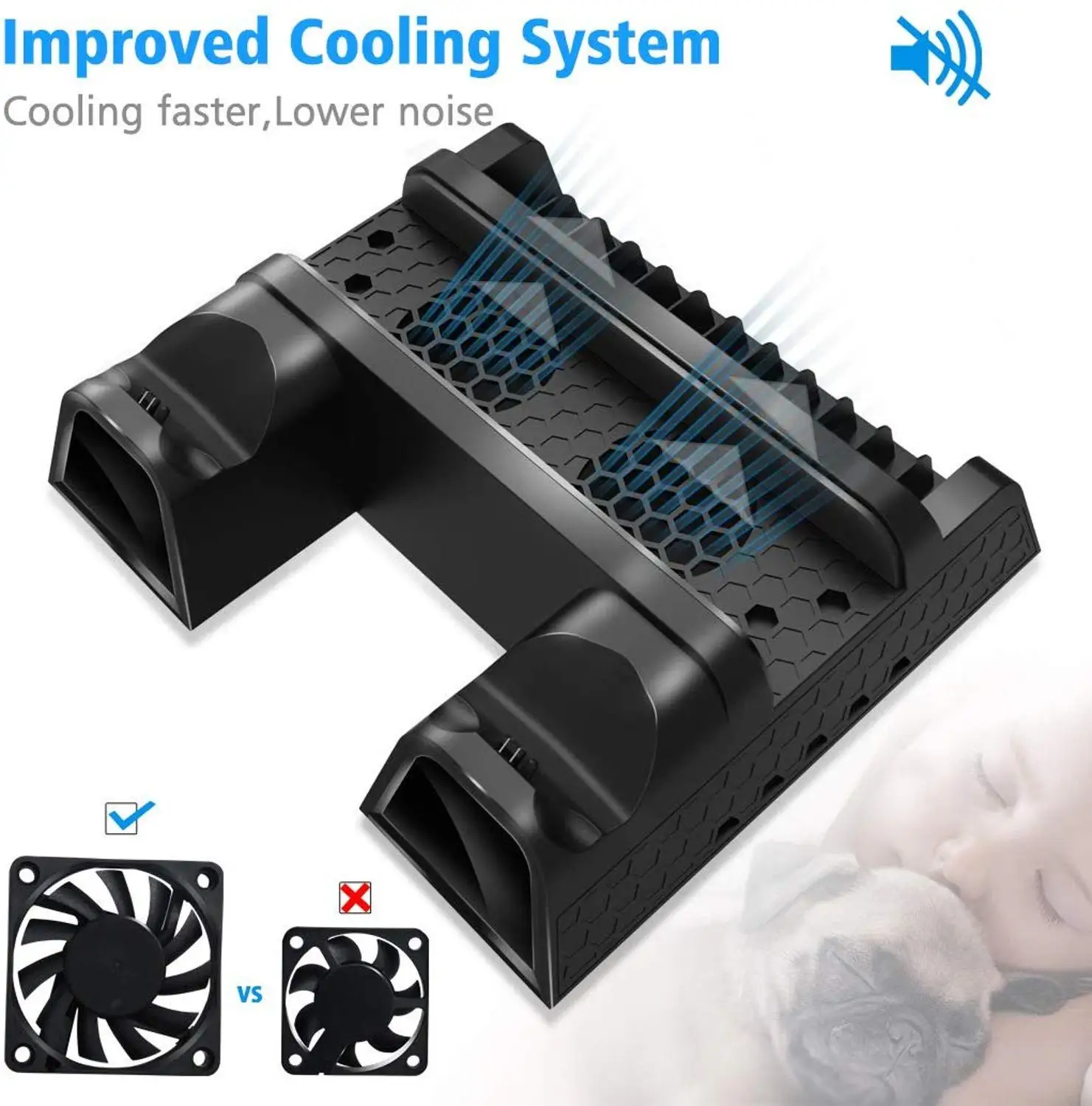  DOBE PS4/PS4 Slim/PS4 PRO Vertical Stand with Cooling Fan Cooler Dual Controller Charger Charging S