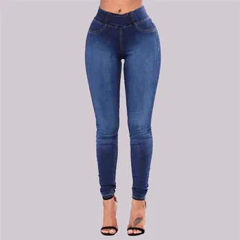 

Plus Size Jeans Boyfriends Women Slim Solid Pockets Long Jeans Washed Denim Sexy Skinny Pants Daily Trousers Pencil Pants E21
