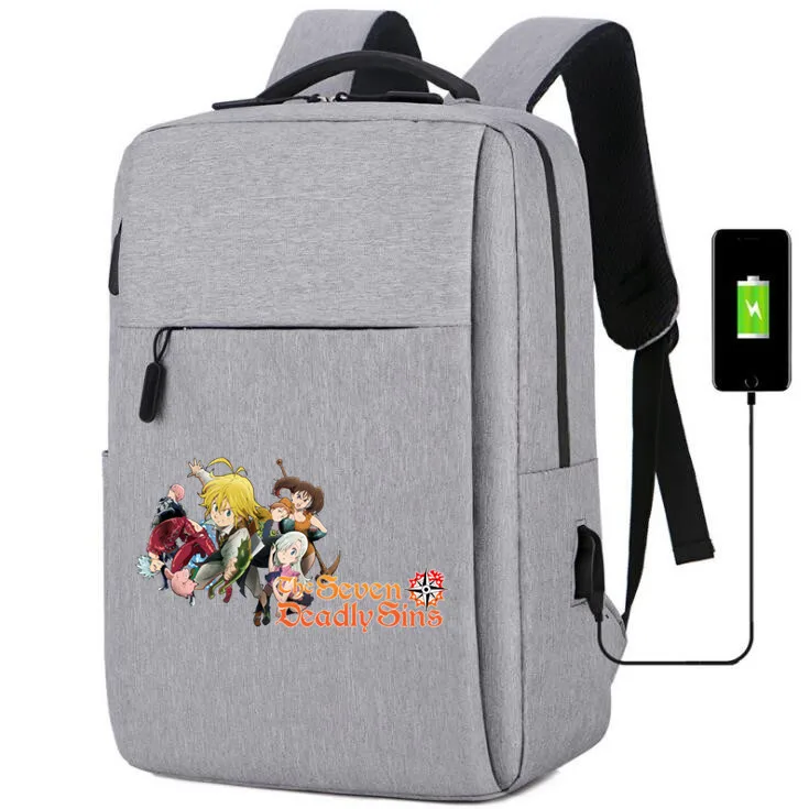 N The Seven Deadly Sins холст рюкзак зарядка через usb школьные сумки мелйод с рисунком дракона сумка на плечо ноутбук дорожная сумка рюкзак - Цвет: N