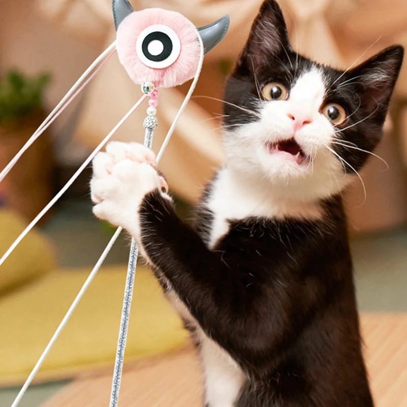 

Creative Pet Cat Teaser Toy Interactive Cat Teaser Wand Toy With Tassel Plush Attachment Bell Long Stick Kitten Play Supplies ne