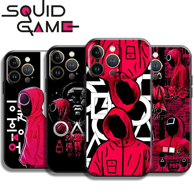 Squid game Phone Case For Apple iPhone 13 12 11 Pro Mini X XR XS Max 5 5S 6 6S 7 8 Plus SE 2020 Liquid Silicon Black Back funda iphone 13 pro phone case