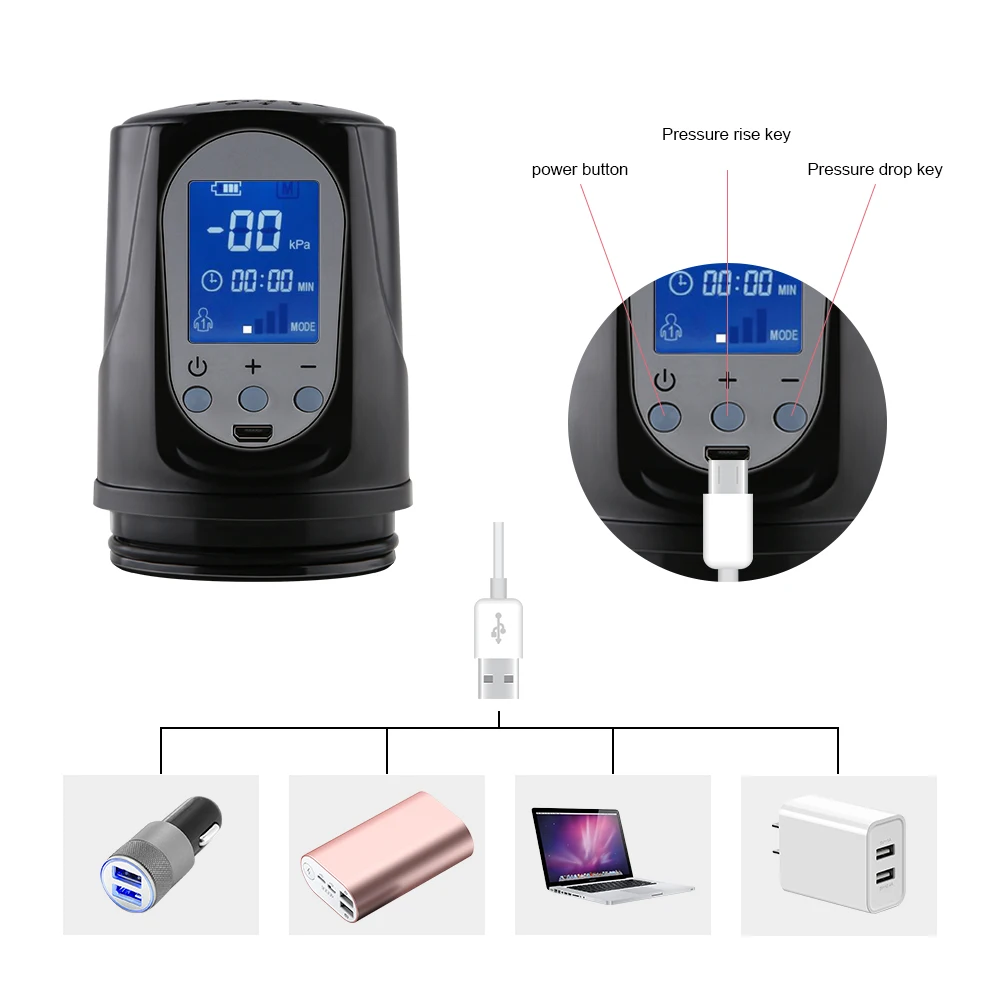 Penis Pump Vibrator Enlargerment Vacuum Pump Erection Electric USB Automatic Penis Enlargement Cock Extender For Men Sex Toys 2