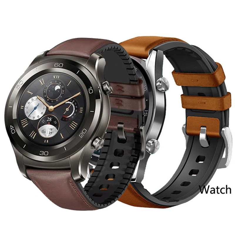 Ремешок силиконовый и кожаный для Huami Amazfit stratos pace браслет gtr 47 мм Huawei Watch GT2 46 на