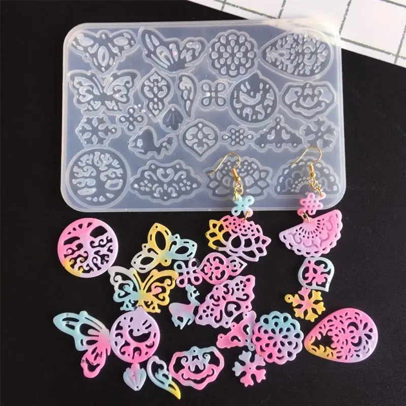 

2Pcs Ancient Hollow Flower Molds Earrings Hairpin Necklace Fan Pendants Jewelry Resin Molds Jewelry Making Tools Kit