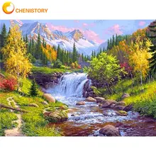 

CHENISTORY Frame DIY Painting By Number Waterfall Scenery Coloring By Numbers Acrylic Paints Wall Art Picture For Home Decors