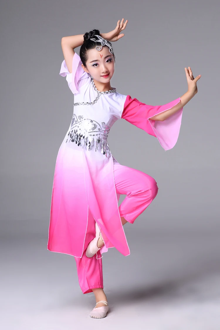 Chinese Folk Dance New Children's Classical Dance Costumes Modern Dance Dress for Girls Chinese Princess Costume