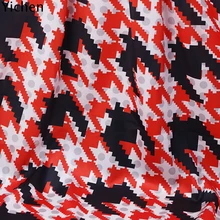 Красный черный сетки печати стрейч шелковый атлас Ткань 93% натуральный шелк 7% спандекс платье материал высокое качество