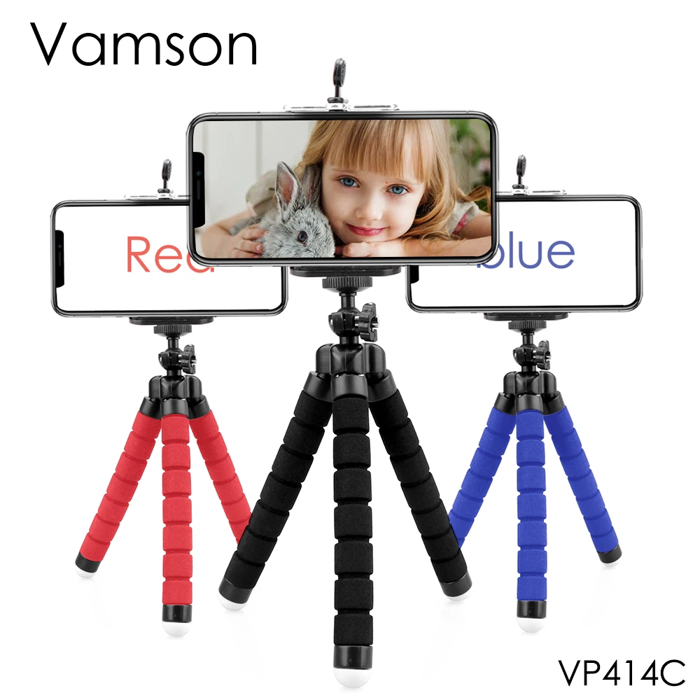 Мини Гибкий штатив Осьминог Vamson с губкой для iPhone Samsung Xiaomi Huawei мобильный телефон