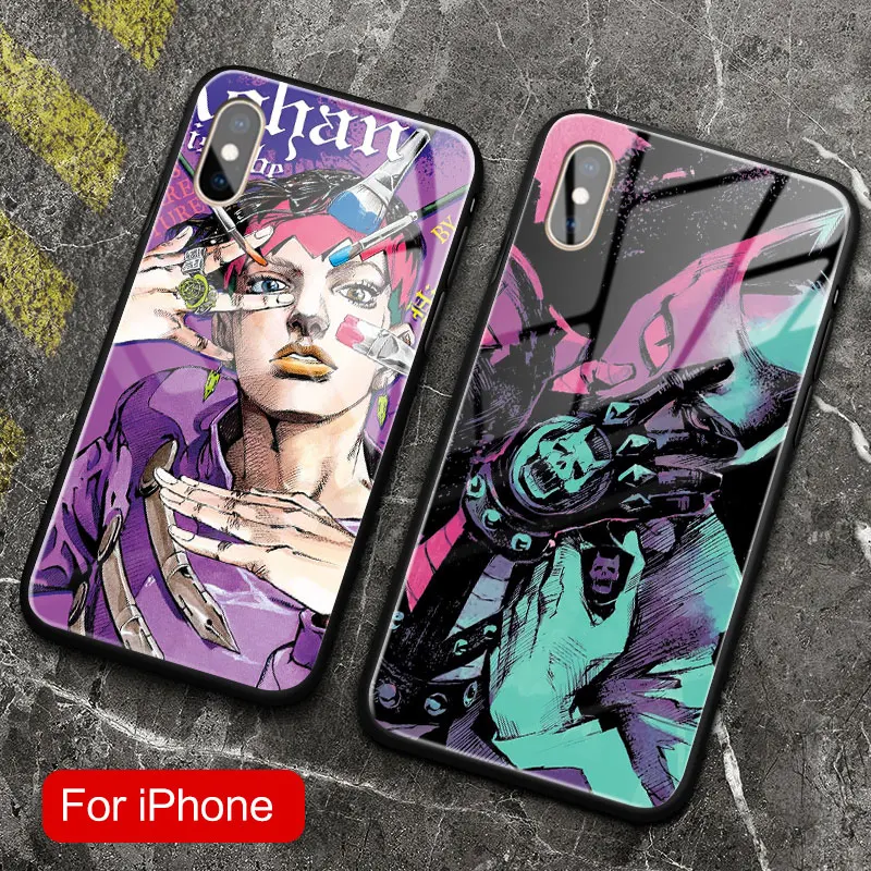 Необычные приключения Джоджо аниме Coque чехол из закаленного стекла для телефона чехол для iPhone6s 7 8 Plus X XR XS 11 PRO MAX