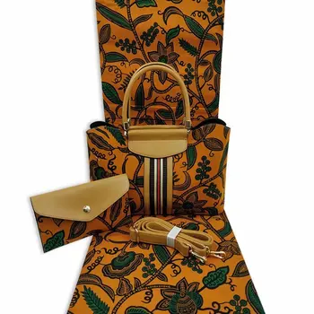 

african ankara bag set matching 6 yards wax fabric real wax fabric 100% cotton for lady