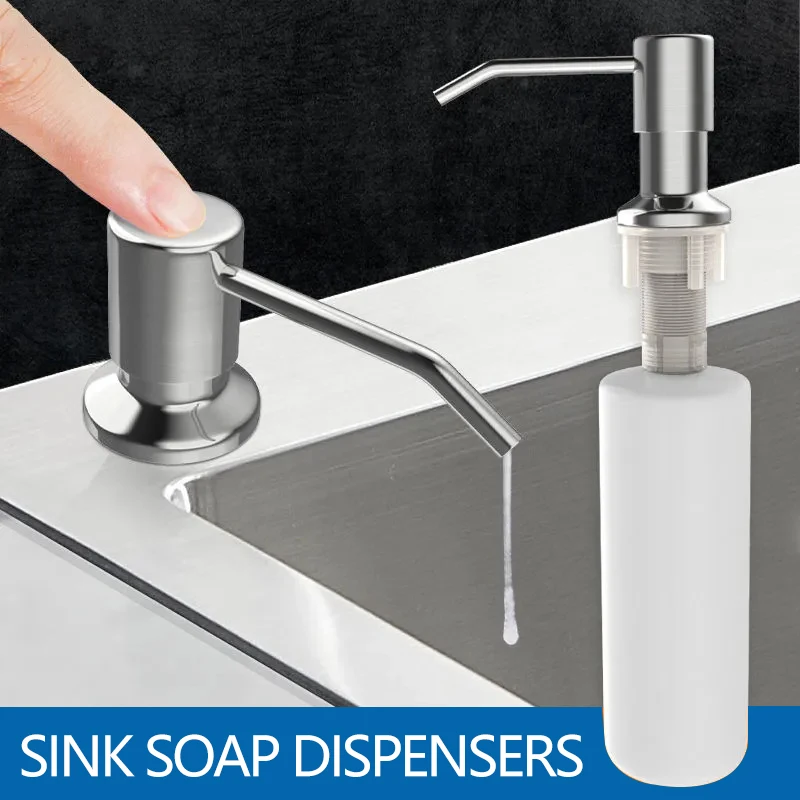 Stainless Steel Soap Dispenser Extension Tube Kit For Kitchen Accessories Bathroom Metal Built In Liquid Soap Detergent Dispense