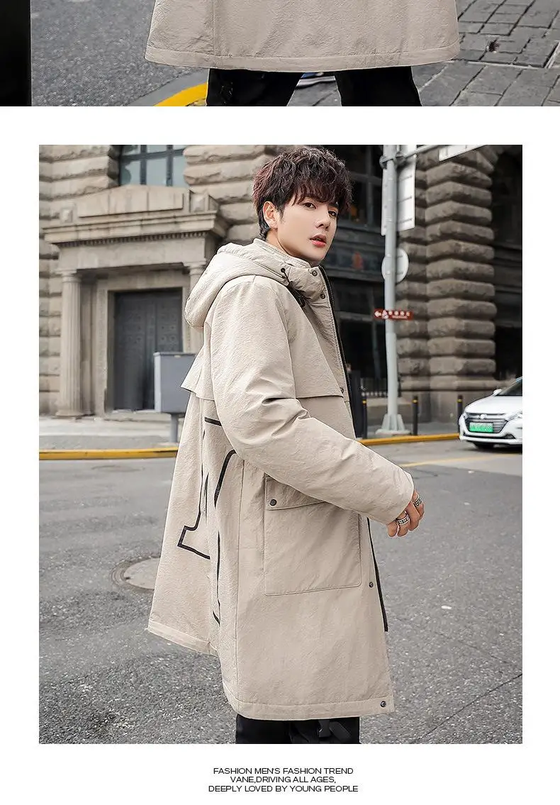 Abrigo de invierno para hombre nuevo estilo coreano tendencia de longitud Medium chaqueta acolchada de algodn plumn