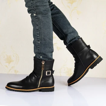 

italian famous brand mens casual high top boots breathable soft PU leather shoes pointed toe youth short boot sapatos botas male