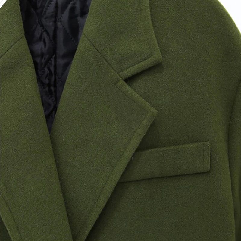 Двубортное шерстяное длинное пальто повседневное винтажное однотонное плотное пальто с v-образным вырезом осенне-зимнее шерстяное пальто для женщин Casaco Feminino