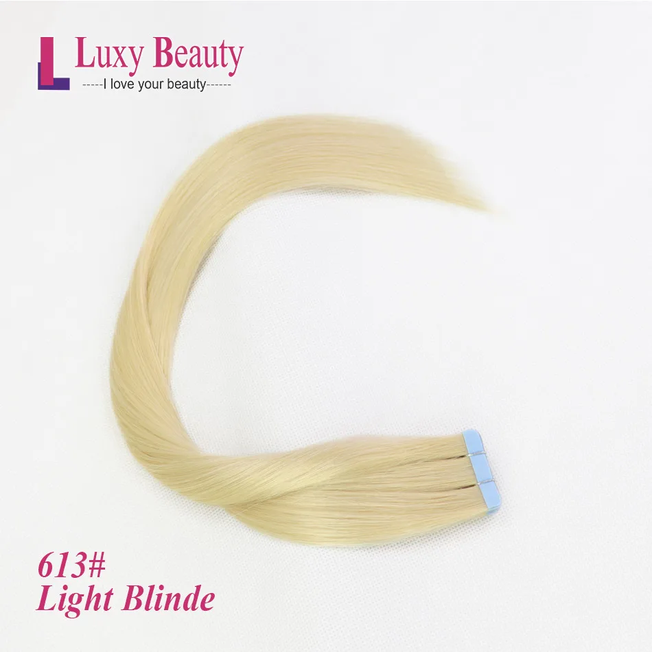 #613 Lucybeauty Лента волос Реми для наращивания 22 дюйма натуральные человеческие волосы прямые волосы для наращивания на Клейкой Ленте для волос - Цвет: #613