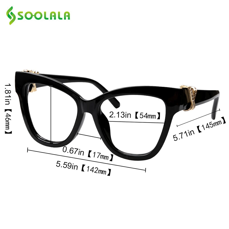 SOOLALA очки для чтения «кошачий глаз» женские с крестом Стразы Гиперметропия дальнозоркости очки для чтения оправа с футлярами 0,5 1,0