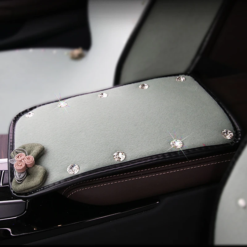 Мягкие теплые автомобильные подлокотники с бантом, милые цветочные бархатные автомобильные подлокотники, подушки, авто стиль, аксессуары для интерьера