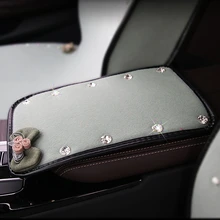 Мягкие теплые автомобильные подлокотники с бантом, милые цветочные бархатные автомобильные подлокотники, подушки, авто стиль, аксессуары для интерьера