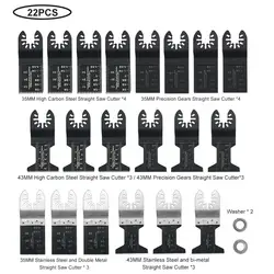 Lames de scie multifonctions oscillantes, ensemble de lames de coupe universelles, accessoires d'outils électriques de rénovation, 22 pièces 