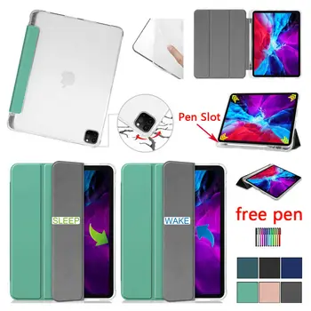 

For iPad Pro 11 inch 2nd 2020 A2231 A2068 A2230 Case Soft Transparent TPU Shockproof Flip Leather Clear Silicone Smart Cover