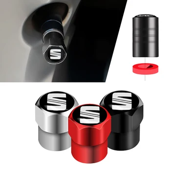 

Car Styling 4Pcs Car Wheel Tire Valve Stem caps Aluminum Tire Cover For Seat Leon Ibiza Alhambra Exeo Altea Arona Ateca
