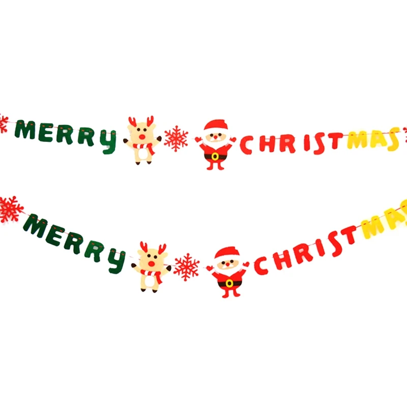 

2PCS Happy New Year Christmas Decorations Banner Flags Hanging Ornaments Supplies