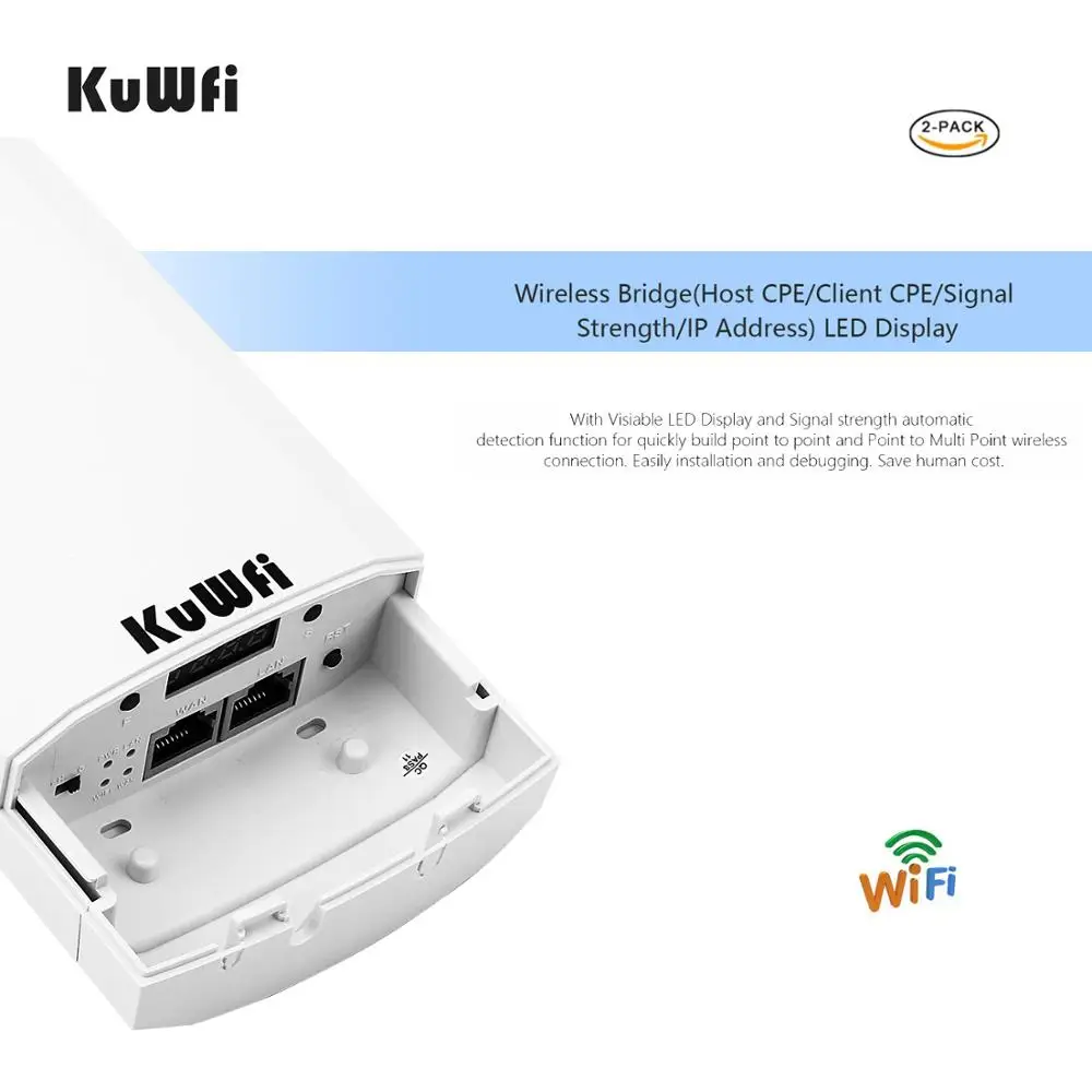 KuWfi Router 1KM 300Mbps Wireless Router Outdoor Indoor CPE Router Kit Wireless Bridge Wifi Repeater Support 3
