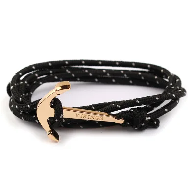 Горячая Распродажа модные витые браслеты индивидуальный морской якорь черный браслет-веревочка для мужчин и женщин металл - Окраска металла: M