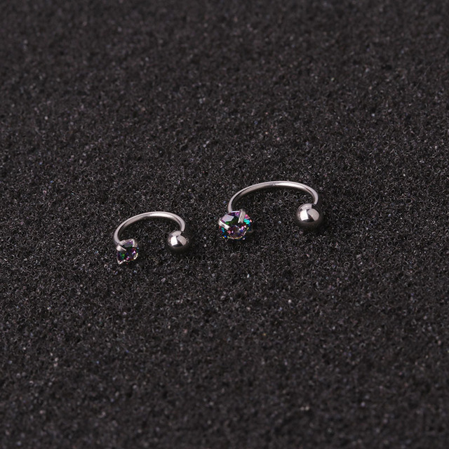 6/8mm Stainless Steel Zircon Cz Hoop Tragus Cartilage Helix Stud Earring Conch Rook Daith Lobe Ear Screw Piercing Jewelry