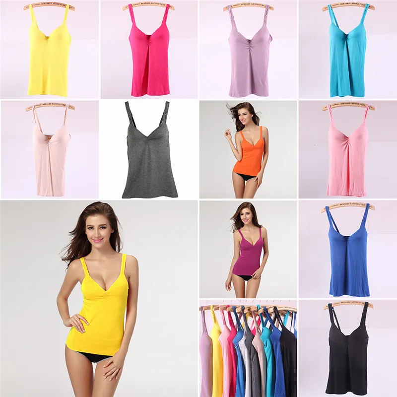 Регулируемый Camisole Cami ремень Встроенный лифчик бюстгальтер-Топик с мягкими чашечками, аксессуары для спортивной одежды сексуальные Модальные Женские