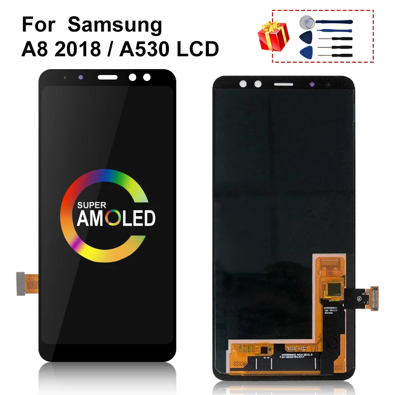 ЖК дисплей 5 дюйма AMOLED для Samsung Galaxy A8 2018 A530 сенсорный экран дигитайзер в сборе A530f A530N запасные части|Экраны