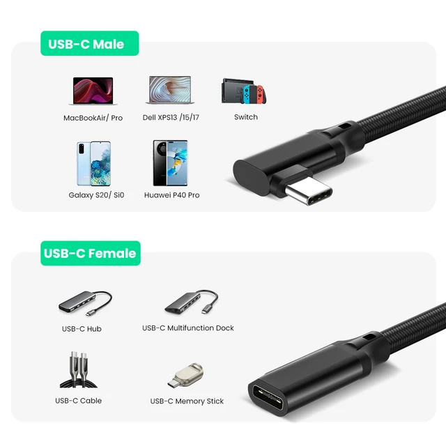 빠른 충전과 데이터 전송을 가능하게 하는 HD 4K USB C 연장 케이블