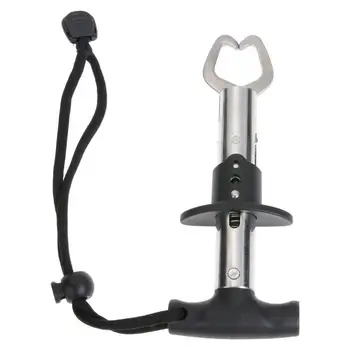 

16x6cm Fish Lip Gripper Grabber Portable Fishing Grip Fish holder with Weight Scale Ruler Fishing Gear Stainless Steel T Type