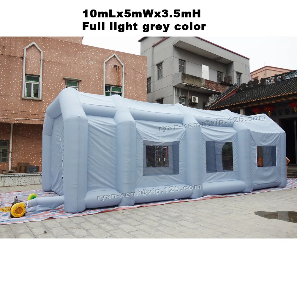 10m large Portable inflatable spray booth grey color inflatable paint booth tent outdoor car garage mobile filter spray shelter room