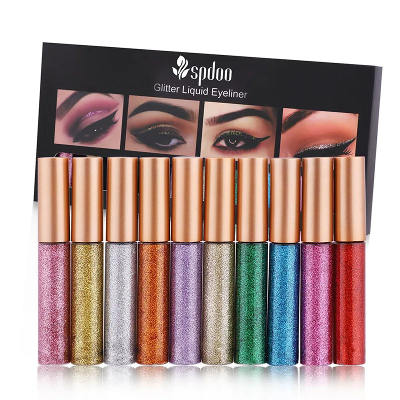 10 Color Glitter Liquid Eyeliner Waterproof Shimmer High Pigmented Silver Gold Metallic Colorful Eyeliner w
