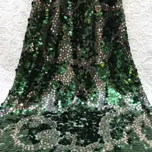 Рождественская ткань зеленая французская кружевная ткань высокого качества блестящая ткань tissu dentelle нигерийская Кружевная Ткань 5 ярдов