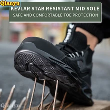 Bottes de sécurité et de travail respirantes pour homme, chaussures de sécurité à bout en acier, baskets de travail anti perforation, livraison directe