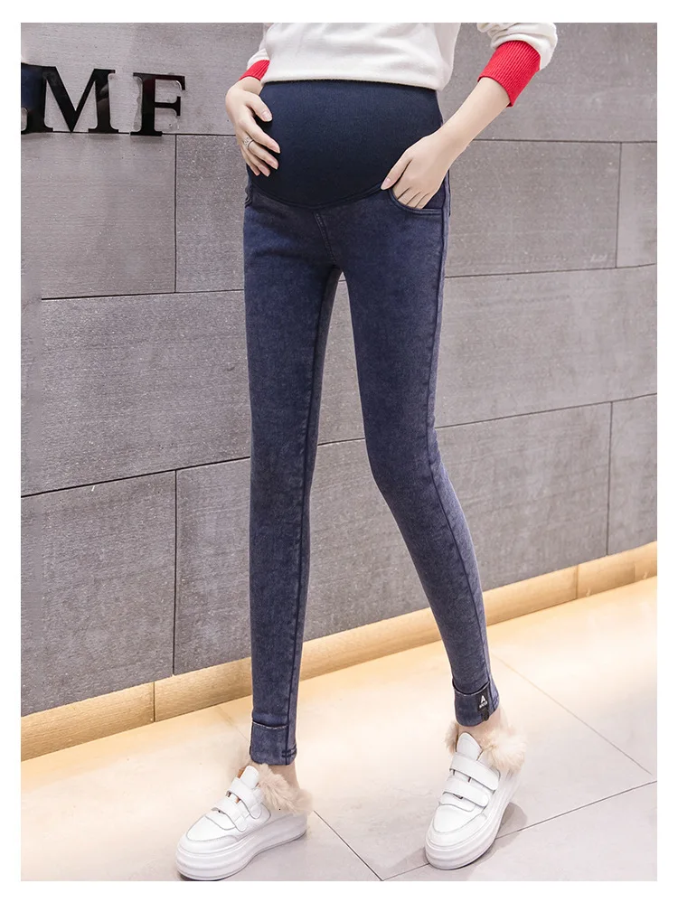 Зима Большой размер для беременных джинсы плюс бархат утолщение карандаш ноги брюки для беременных женщин джинсы, длинные штаны джинсы для беременных женщин