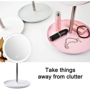 

Makeup Mirror With LED Light Grossissant Magnifying Tabletop Lamp Cosmetic Mirror Makeup Portable USB Chargeableable Makeup Tool