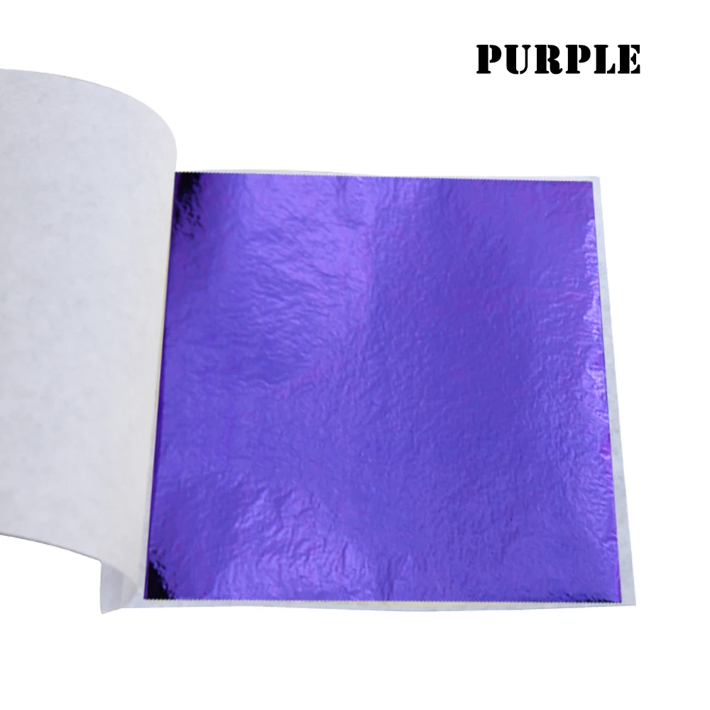 Purple Имитация листов золотого листа фольга бумага 10 шт. 8X8,5 см для художественных ремесел статуя украшения ногтей красочный золотой лист фольга бумага позолота - Цвет: Purple