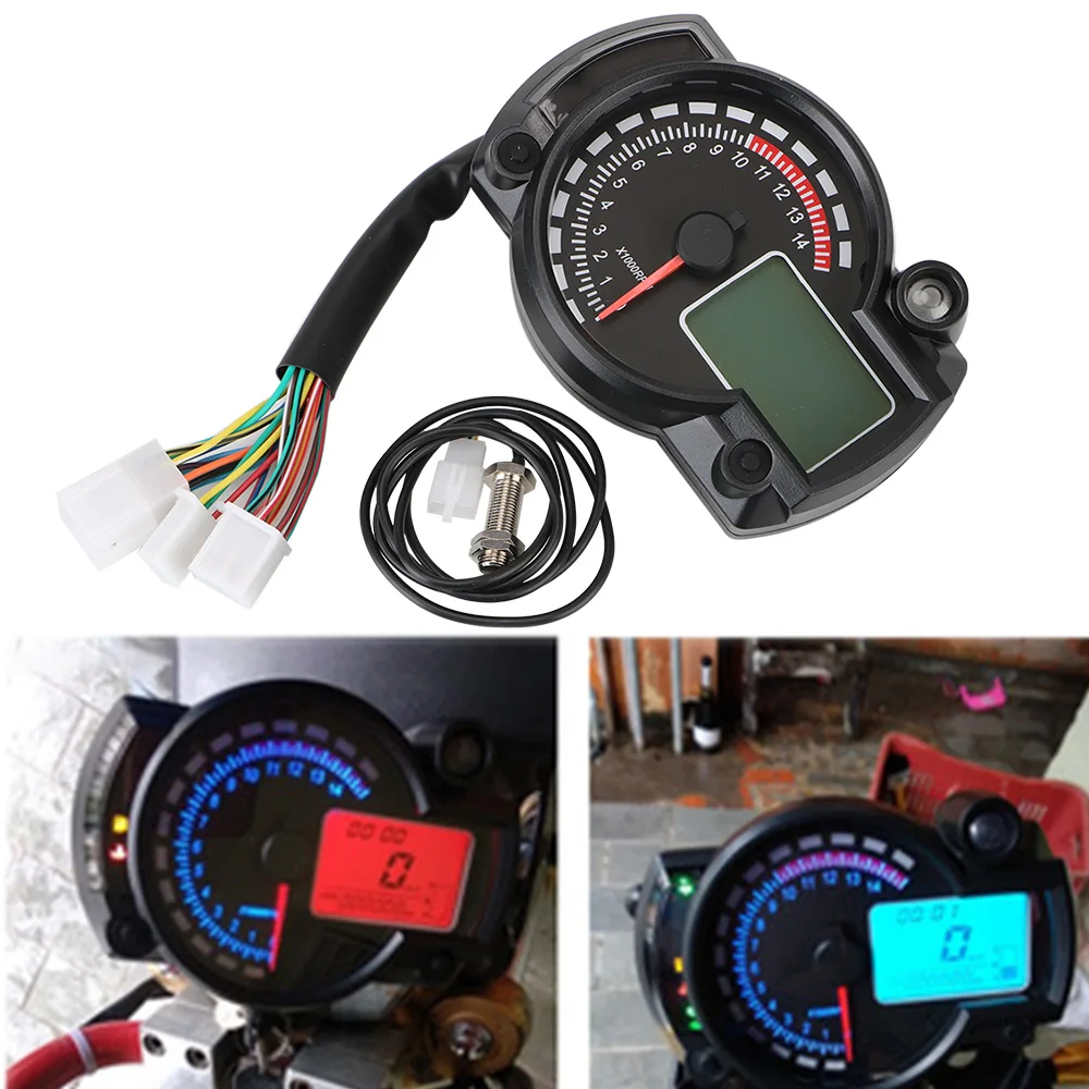 MAX 299KM/H 7 Colors LCD Digital Odometer Motorcycle Speedometer Dirt