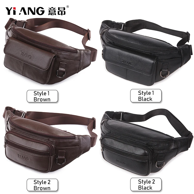

waist pack Men's head leather waist bag leather shoulder bag outdoor large capacity messenger bag Genuine Leather