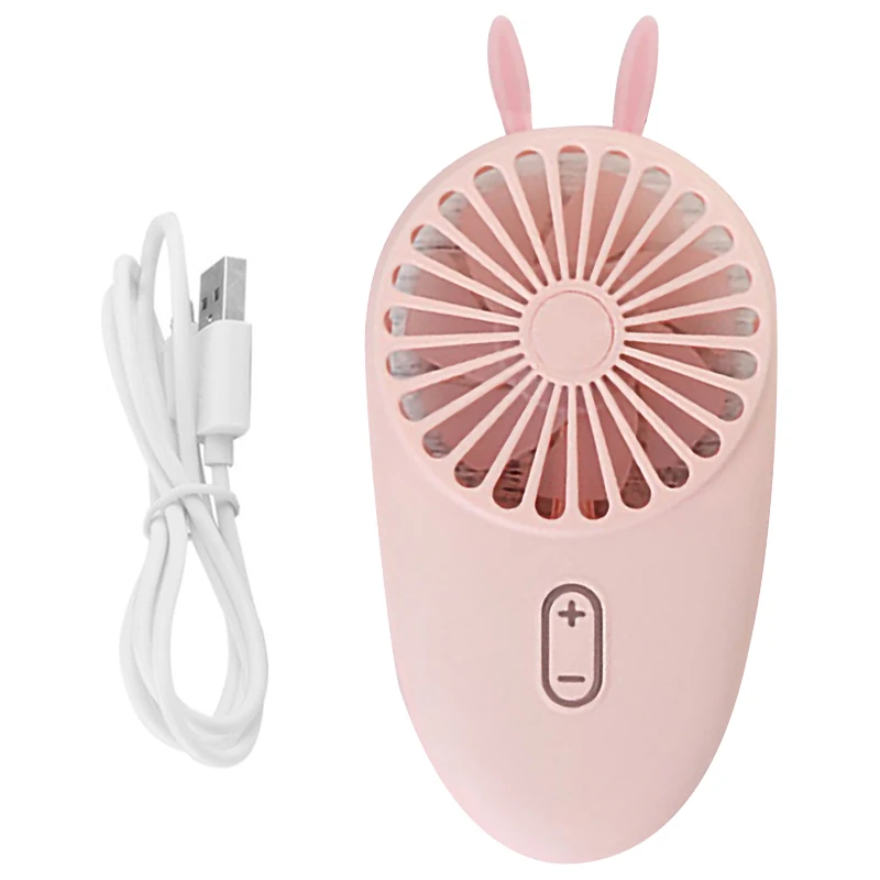 Pink Портативный вентилятор с Usb зарядкой, мини вентилятор с милыми заячьими ушками, вентилятор для зарядки на открытом воздухе, портативный вентилятор - Цвет: Pink