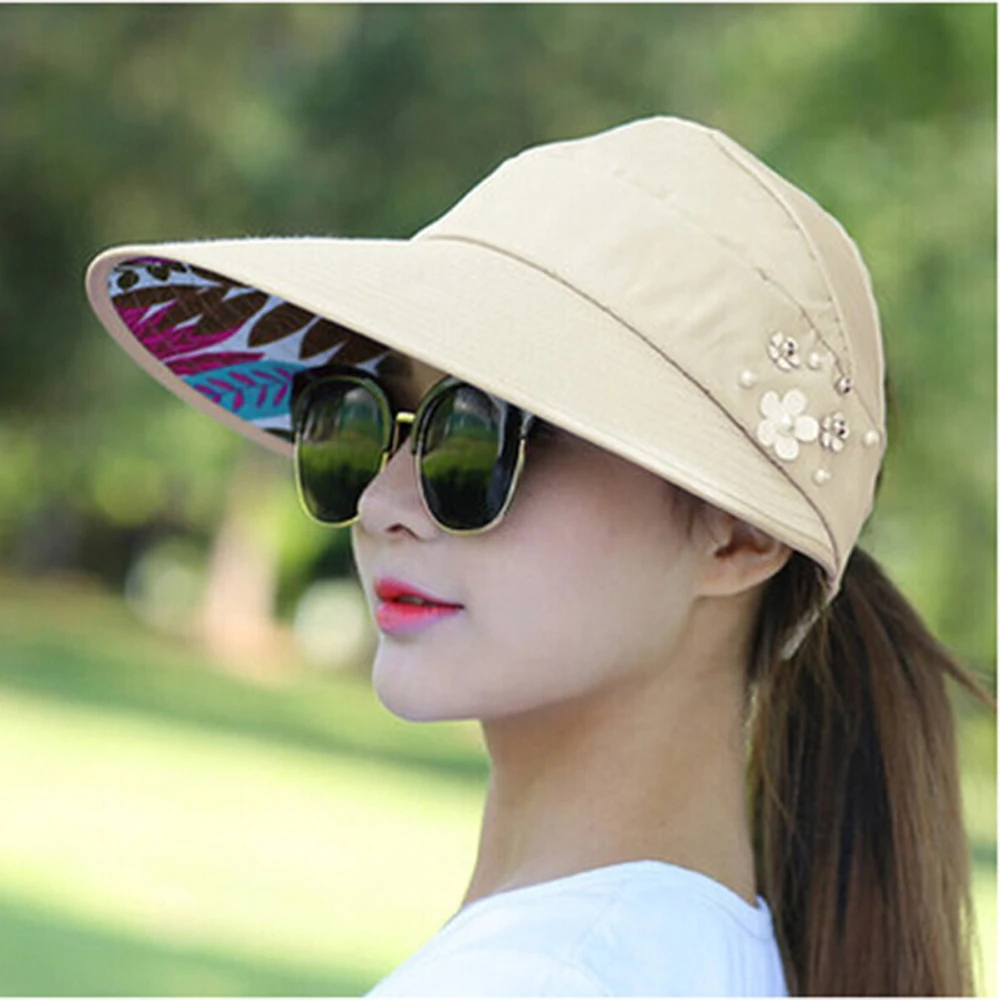Солнцезащитные шляпы для женщин, Козырьки Шляпы для рыбалки, рыбацкая пляжная шляпа, кепка с защитой от ультрафиолета, черная повседневная женская летняя кепка s, шляпа с широкими полями - Цвет: 3 Beige