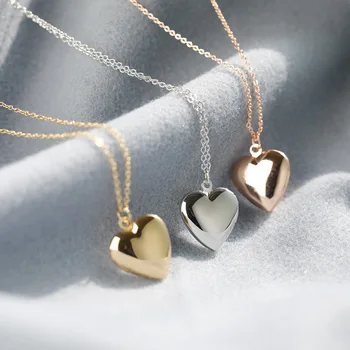 

New Light Heart Locket Pendants for Women Men Openable Photo Frame Glossy Necklaces Family Love Fashion Jewelry